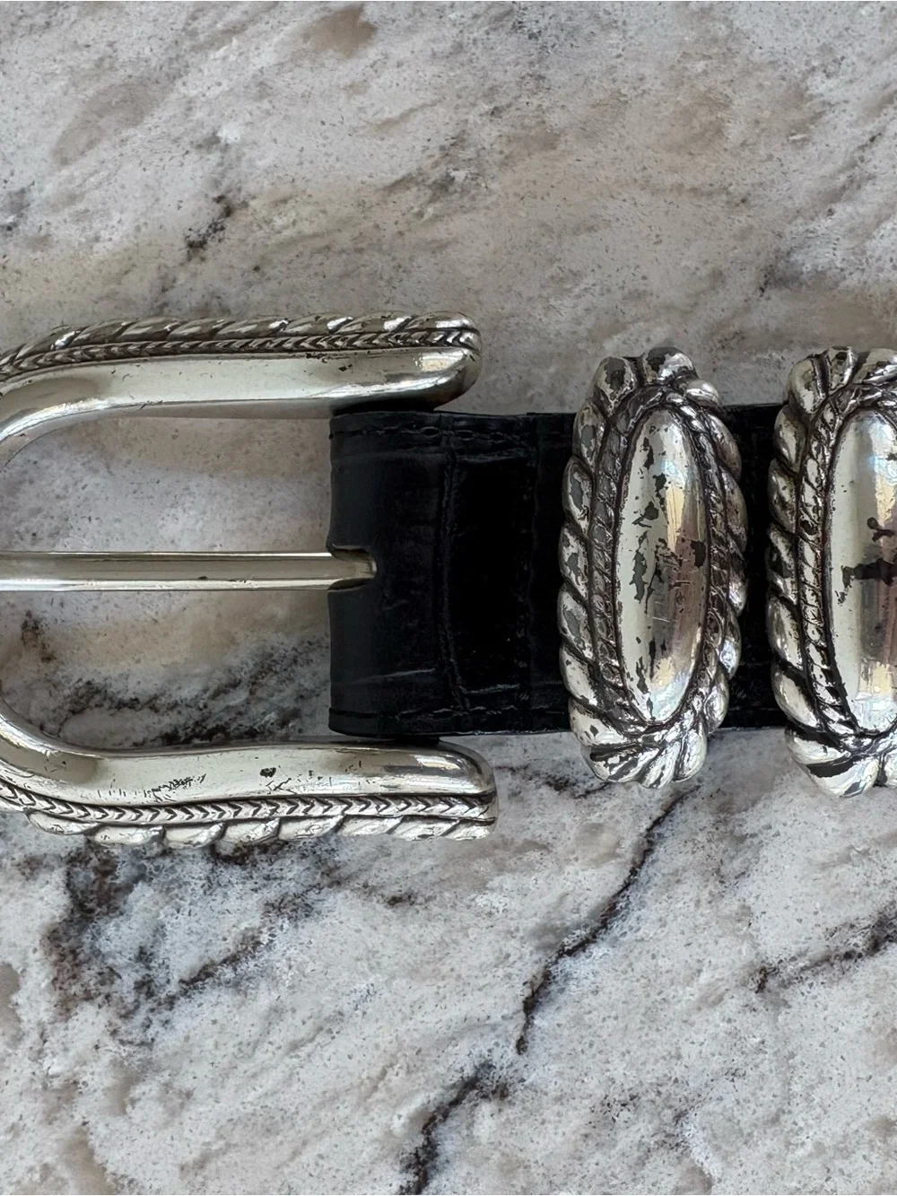 Vintage Brighton Black Leather Accent Belt